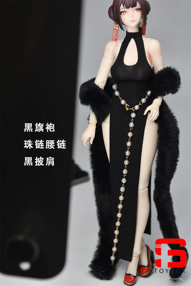 Auf Lager 1/12 Skala Sexy Hängenden Hals Cheongsam Taille Kette Kleidung Modell Fit 6 Zoll Weibliche Soldat Action Figur Körper