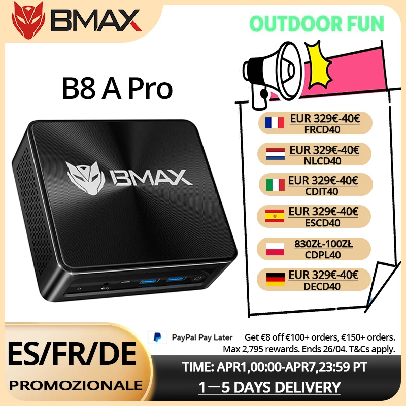 BMAX B8 A Pro MiNI PC AMD Ryzen 7 8745HS 16 Go DDR5 512 Go NVMe SSD Windows 11 Pro WIFI 6 Bluetooth 5.2