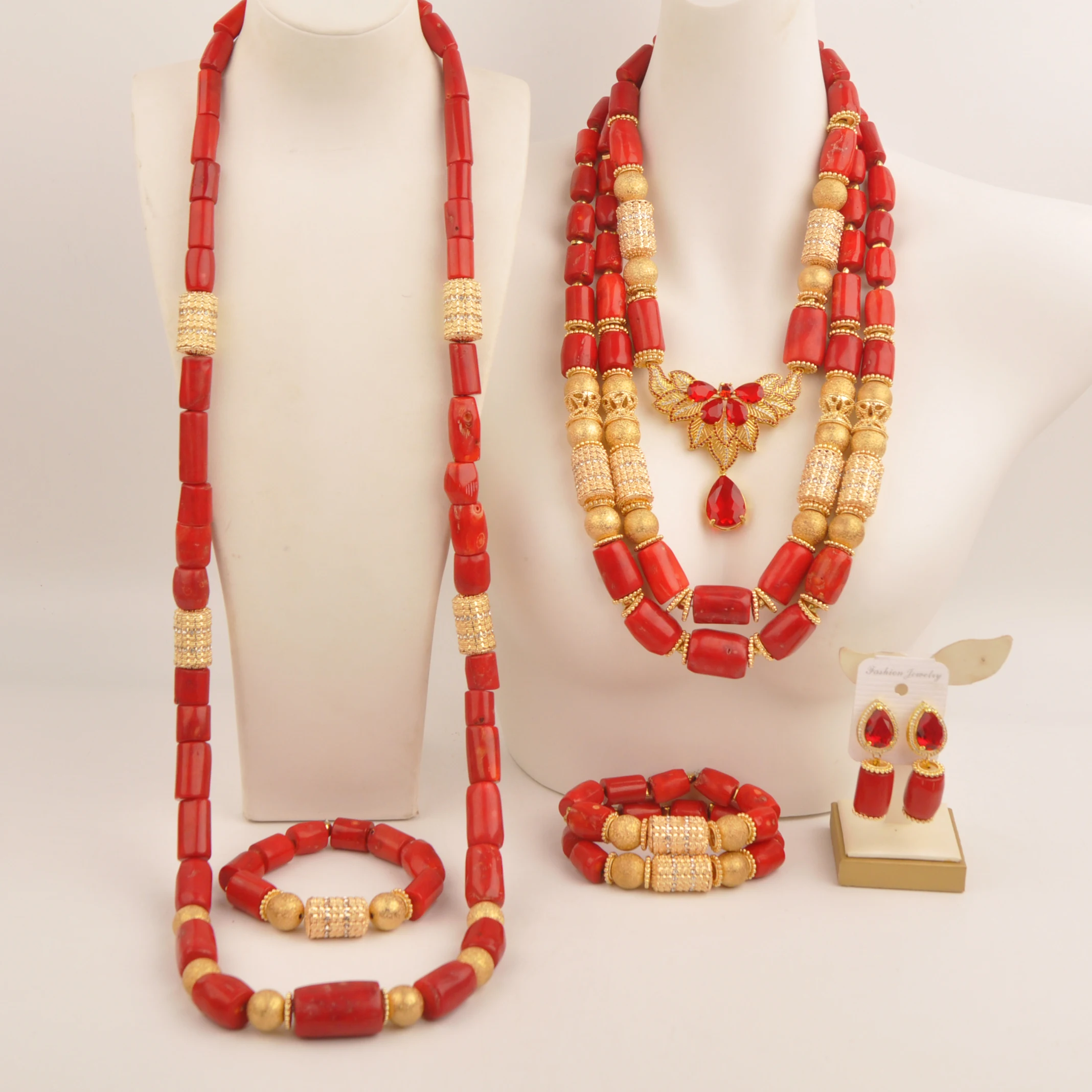 

Fashion African Jewelry Nigerian Wedding Coral Beads Necklace Sets