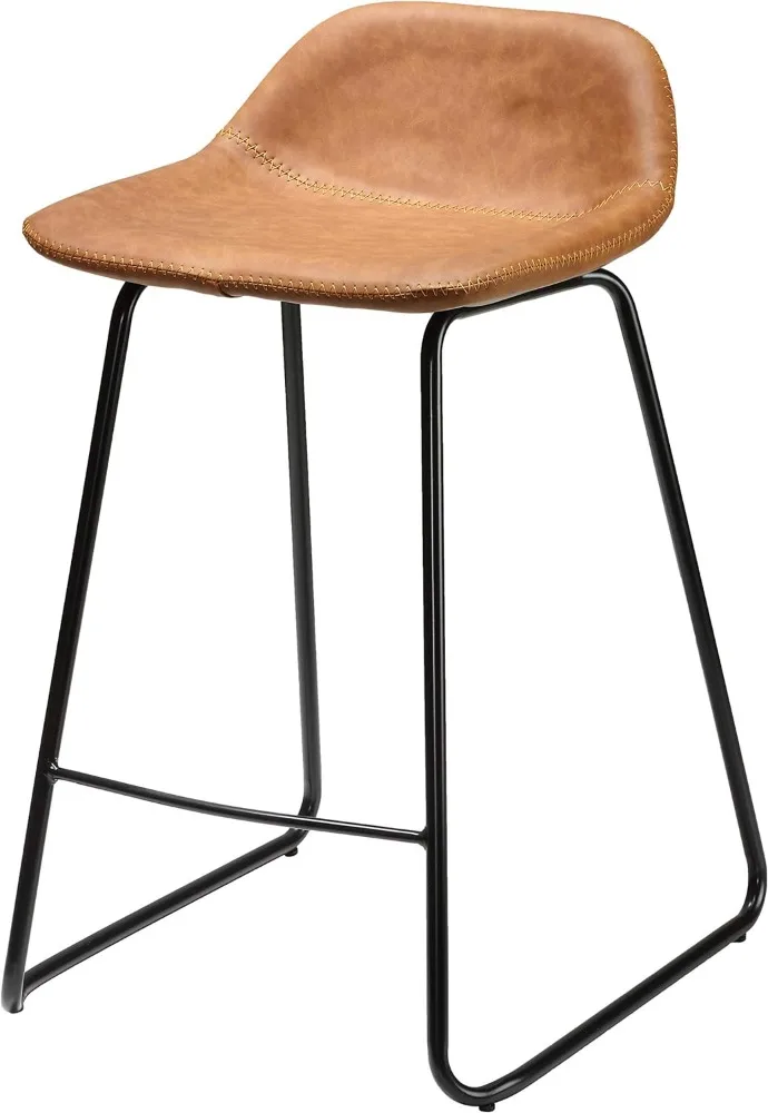 

Cortesi Bar Stools for Kitchen Home Ava Counterstools in Saddle Brown Faux Leather, 25" High, Bar Stool