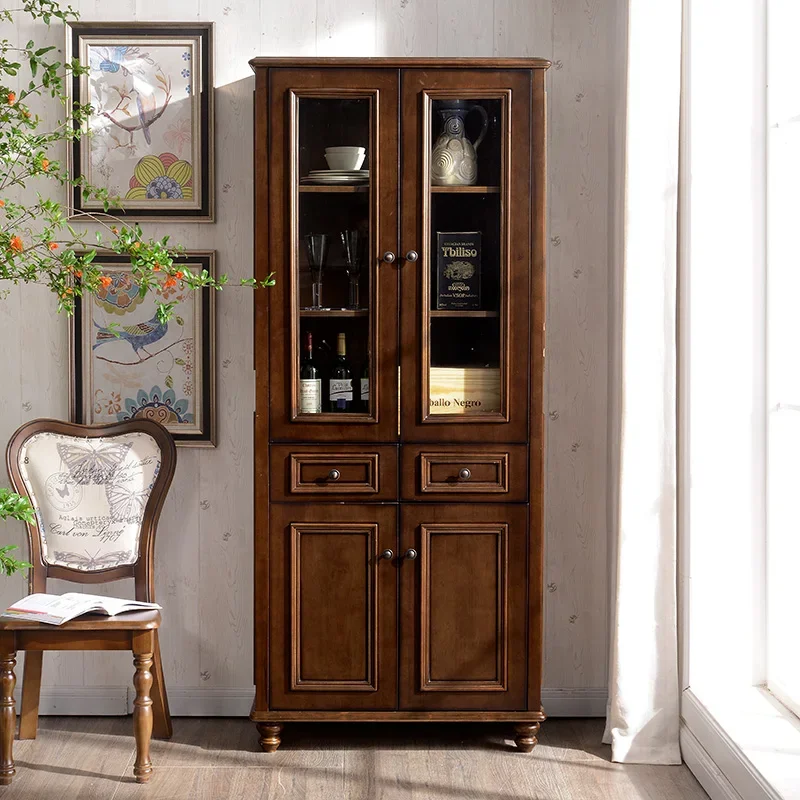 1Combined Bookcase Display Wine Cabinet Glass Door Bookcase Drawer Bookshelf Storage Grid Cabinet Floor