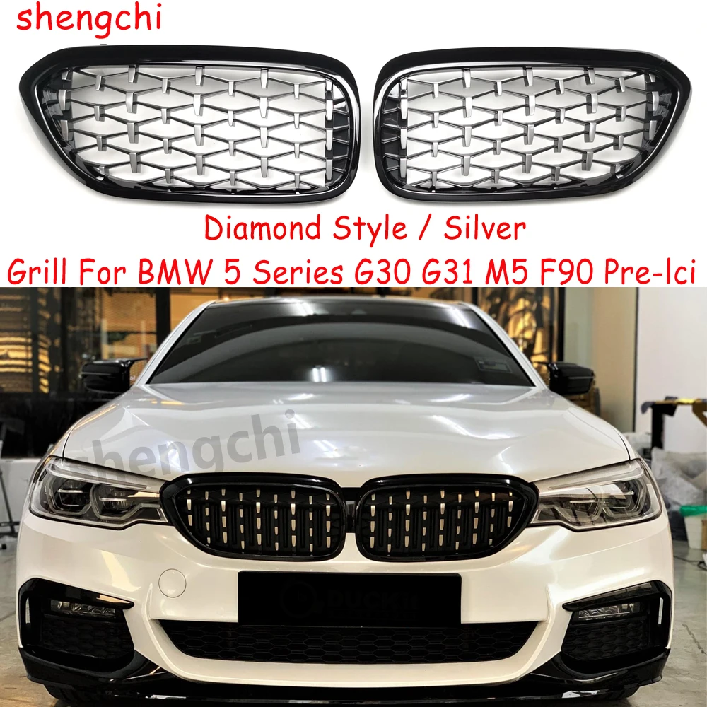 M5 F90 Diamond Silver Front Bumper Grille for BMW 5 Series G30 G31 M5 F90 Pre-LCI 520i 530i 540i M550i M550d 540d 2017-2019