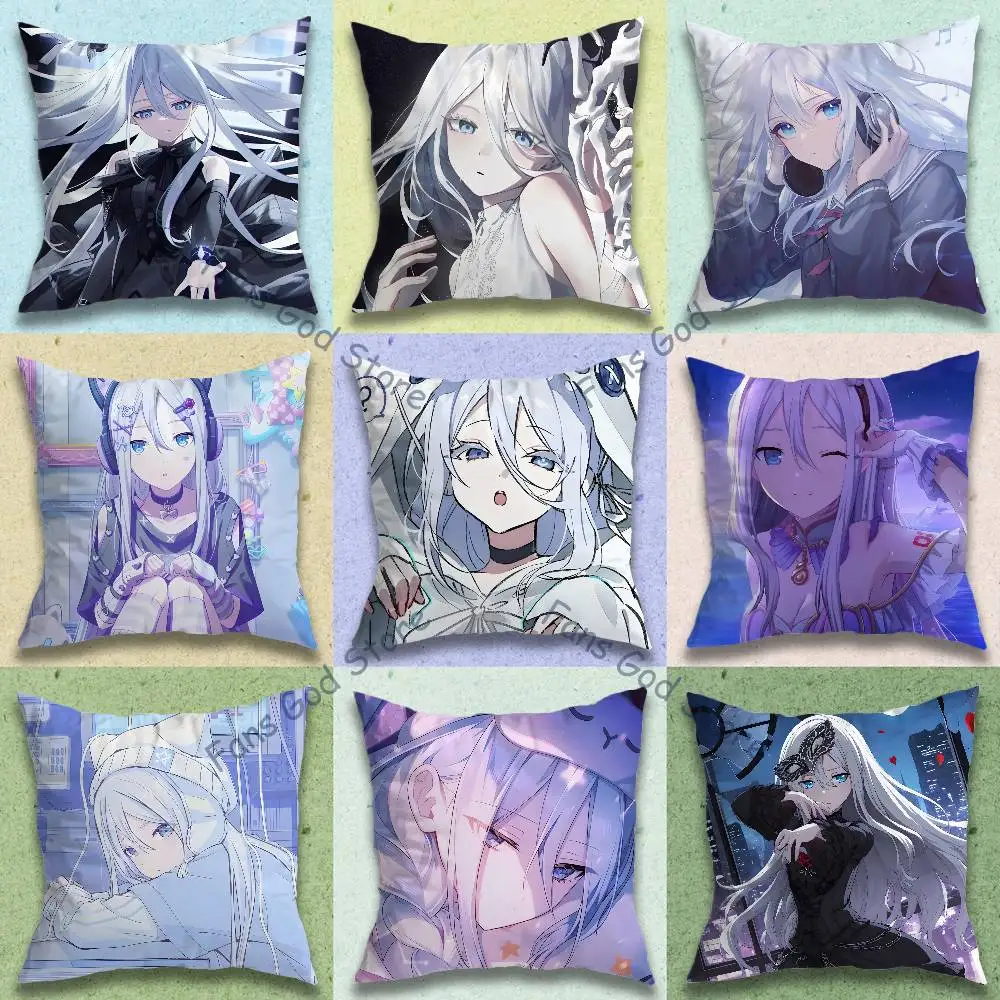 K-Kanade Yoisaki Art Pillow Case Square Double-Sided Printing Short Plush Sofa Cushion Cover Bedroom Bedside Pillow