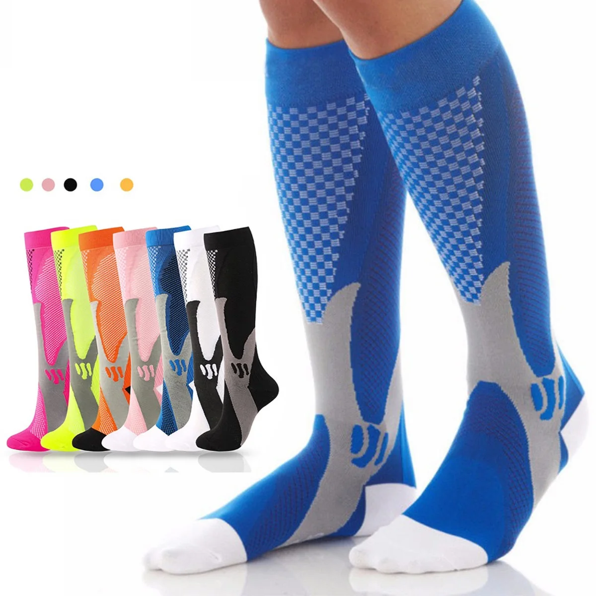 

1 Pair Men's Soccer Socks Anti Slip Knee Socks Non Slip Grip Pads for Football Basketball Sports Grip Socks