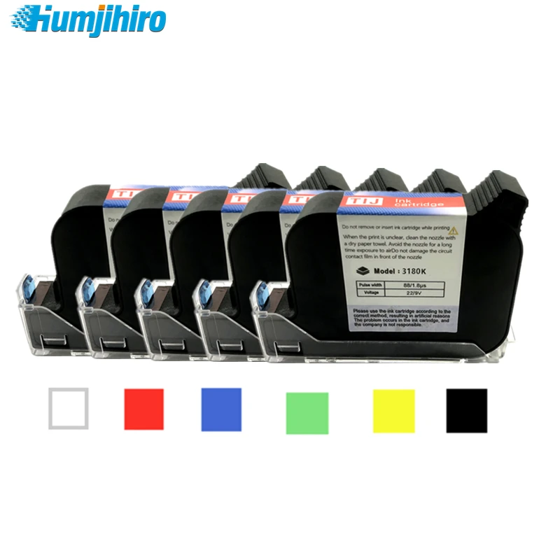 

HUMJIHIRO 5pcs 3180K Eco Ink Cartridge Fast Dry Inkjet Printer Quick-drying Solvent Ink Cartridge 12.7mm Thermal Inkjet Printer