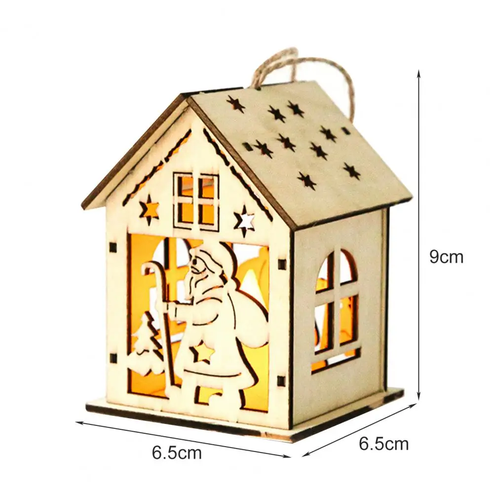 Kids' Imagination Christmas Ornaments Led Christmas Tree Ornaments Eco-friendly Christmas Led Wood House Ornaments for Tree