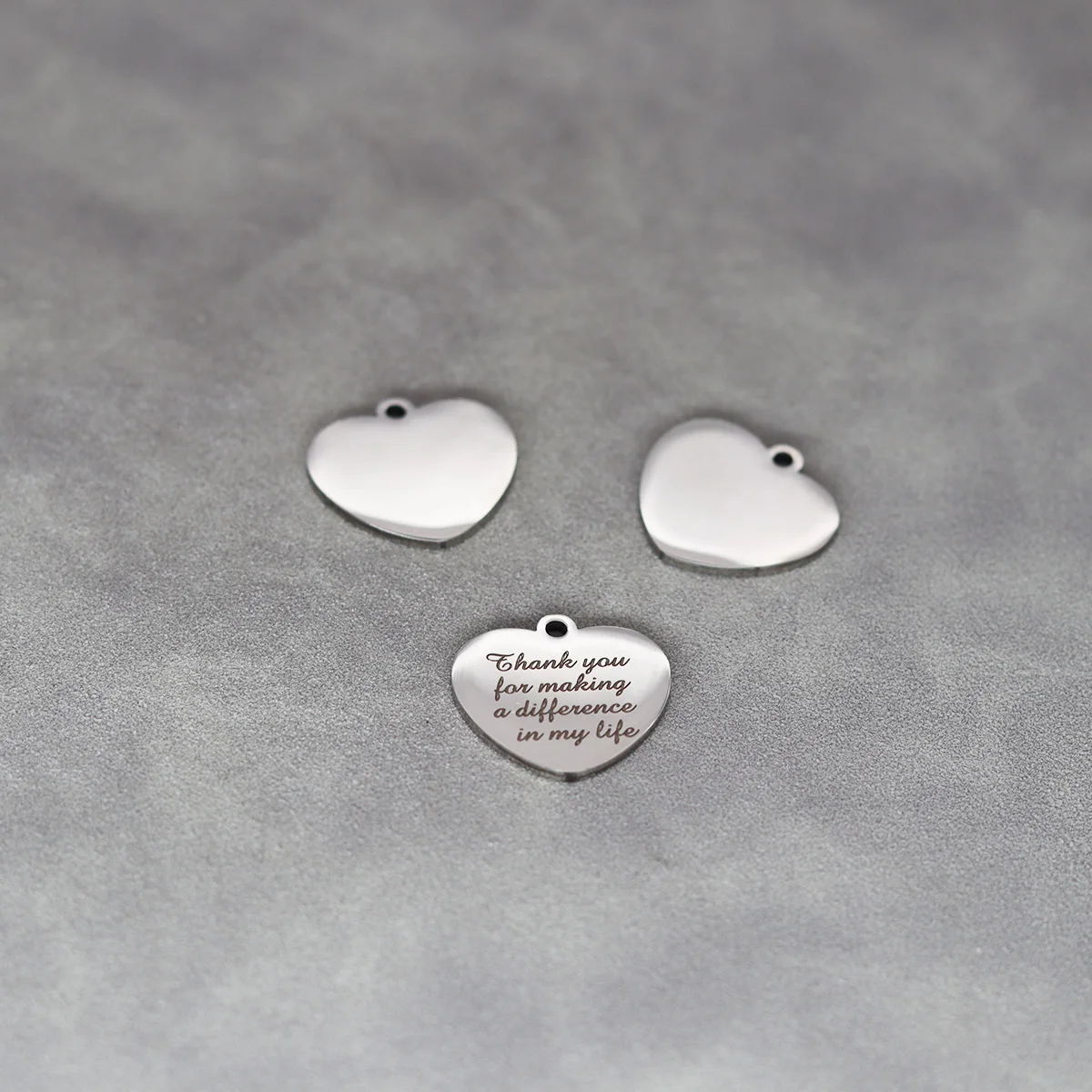 3Pcs/lot Laser Engraved Thank You For Making A Difference In My Life Stainless Steel Charm High Polish Mirror Surface Pendants