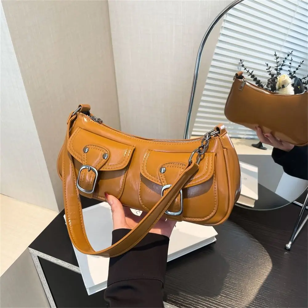 

Trendy PU Leather Shoulder Armpit Bag Small Pocket Portable Underarm Bag Handbags Women Females