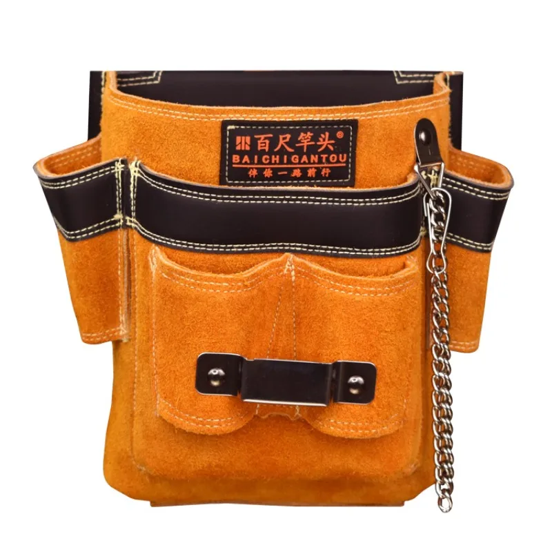 Electrical Work Package Multifunctional Thickened Cowhide Hardware Storage Tool Bag Waist Pocket Tool Kit Bag