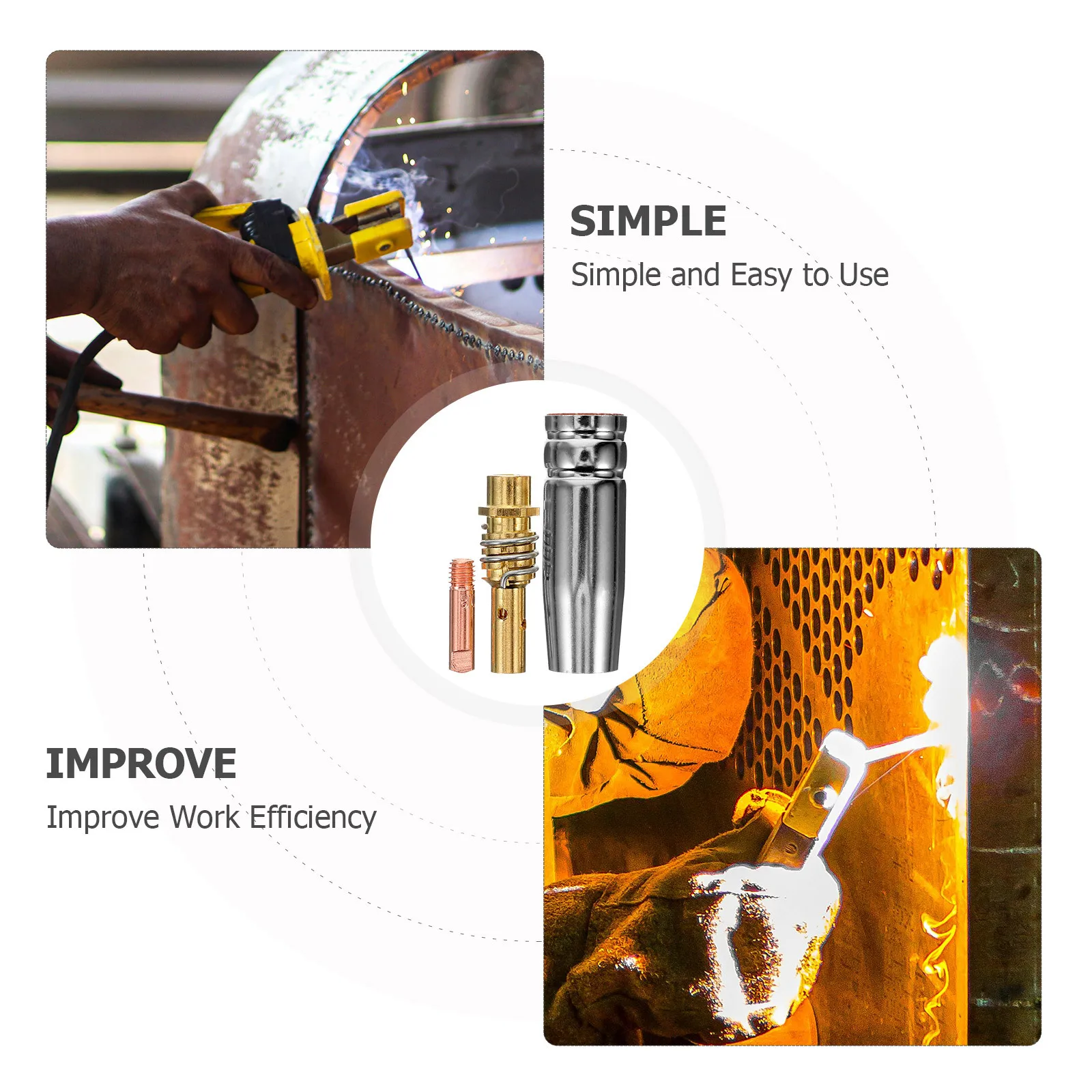 

1 Set Welding Copper Nozzle Kit Welding Accessories Replacement Parts Gas Shielded Soldering Tool Connector Rods Protective