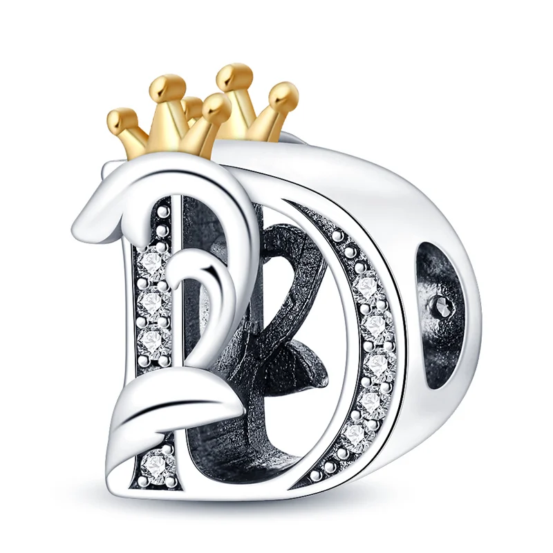 925 Sterling Silver Letter Charm Bead A-Z for Bracelets - Product Image 5