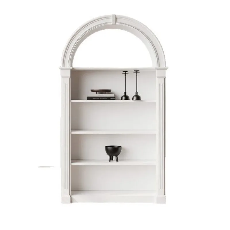 French Cream Style Bookcase French Living Room Vaulted Retro Bookshelf Display Cabinet Entrance Cabinet Medieval American