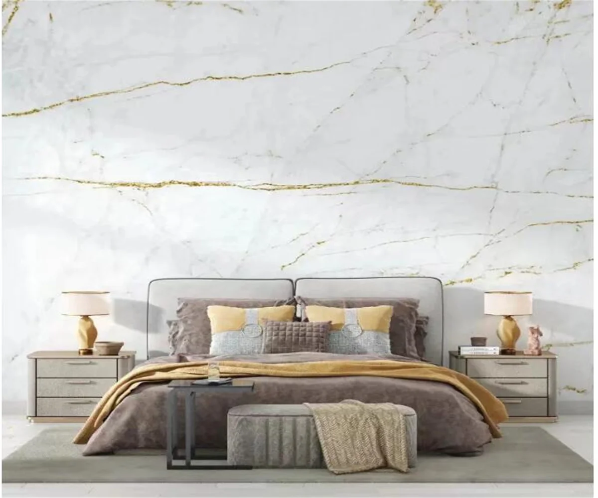 Customized Wallpaper Gold Canvas self-adhesive material Marble Wall Papers Home Decor for Living Room Bedroom Background mural