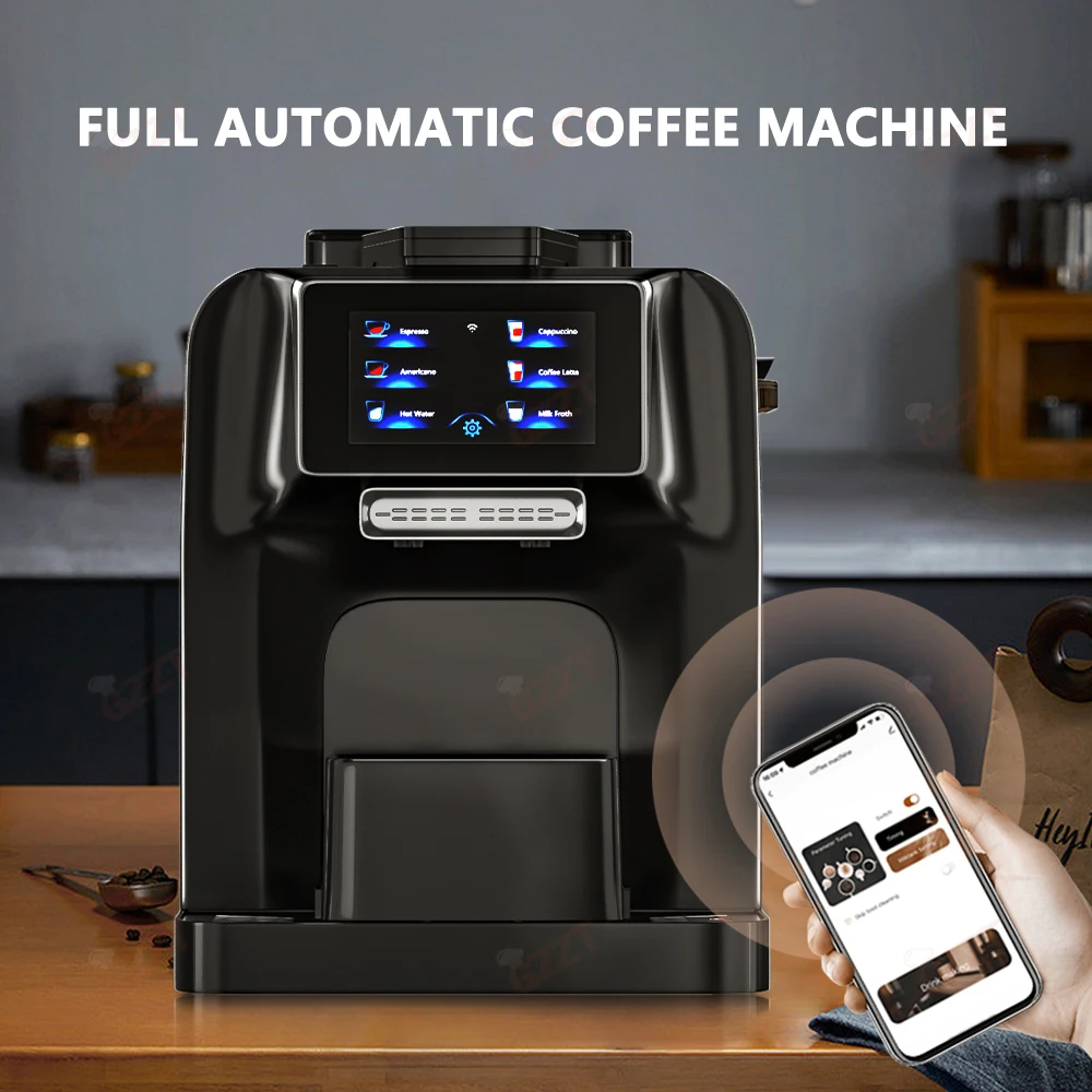 

GZZT Полностью автоматическая кофемашина Электронное охлаждение Резервуар для свежего молока PID Контроль температуры Wi-Fi Управление мобильным телефоном