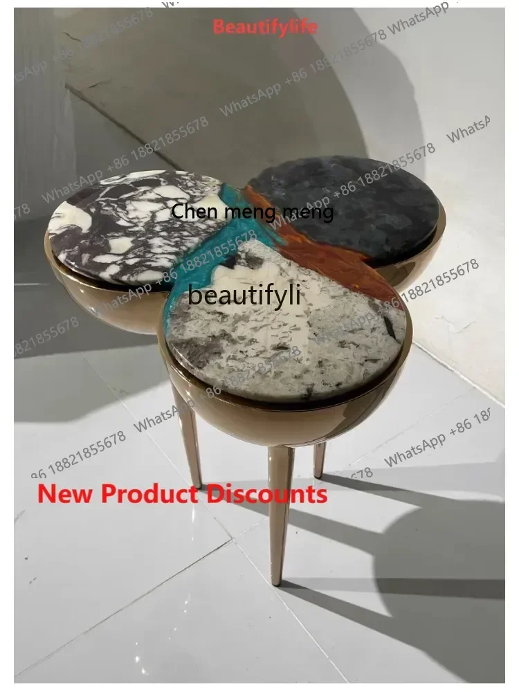 New arrive  Italian Light Luxury Living Room Sofa Small Table Designer Model Room Marble Creative Polygon Combination Corner Tab