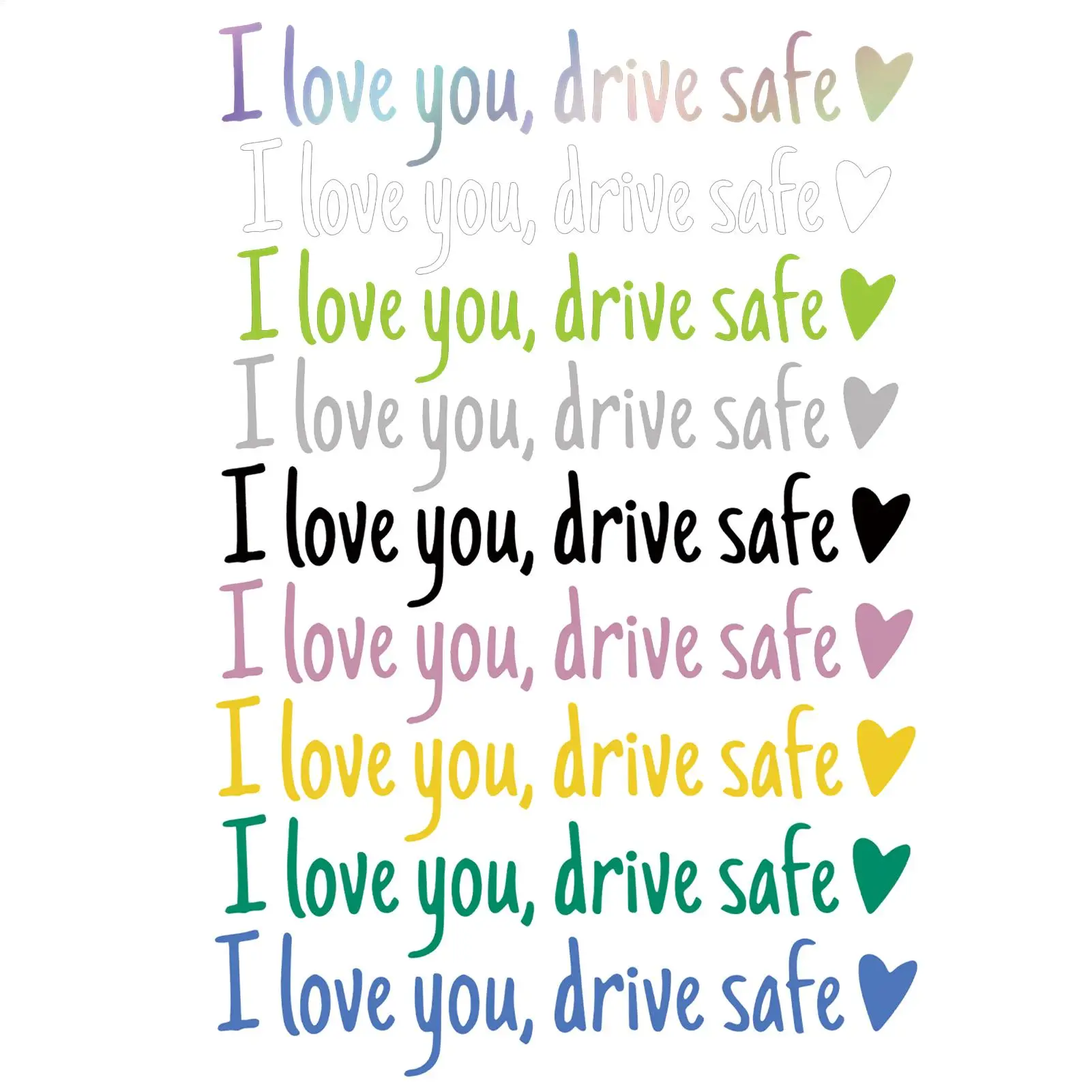 I Love You, Drive Safe Rearview Mirror Decal heart-shaped Safety Reminder Durable Vinyl Car Decal Sticker For Women Drivers