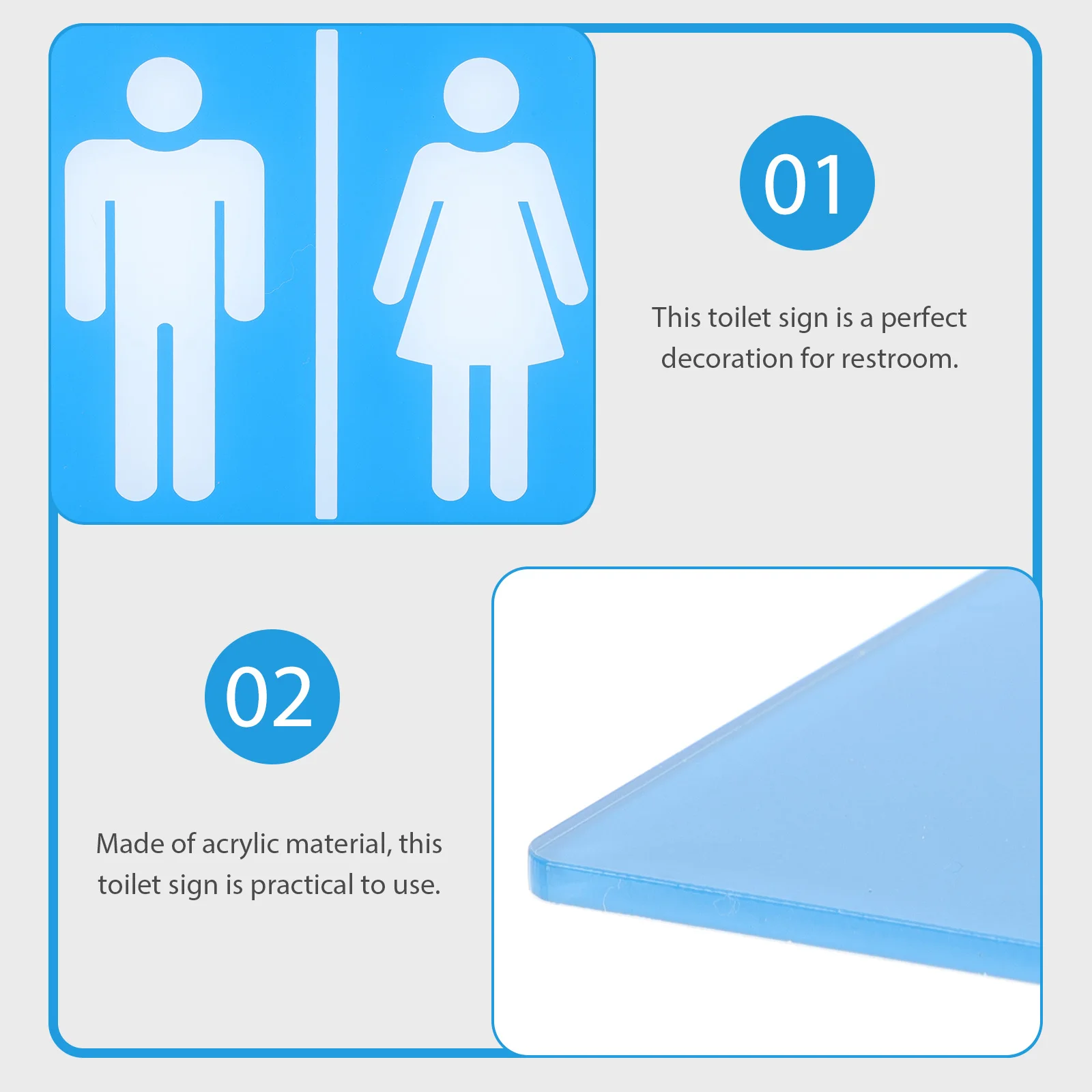 

Toilet Signage Decor Acrylic Bathroom Signs for Door Office Washroom Men Women Elegant Design Long Service Life