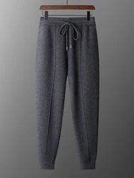 Nuovi pantaloni a matita di lana spessa da uomo di alta qualità autunno inverno 100% lana Merino lavorata a maglia pantaloni Casual morbidi e caldi con coulisse