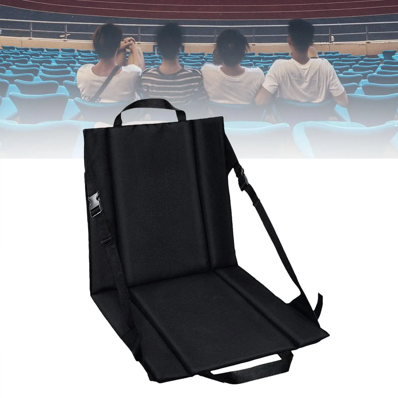 Folding Stadium Seat Cushion with Pocket Waterproof Oxford Cloth Portable Pad for Sporting Events Travel