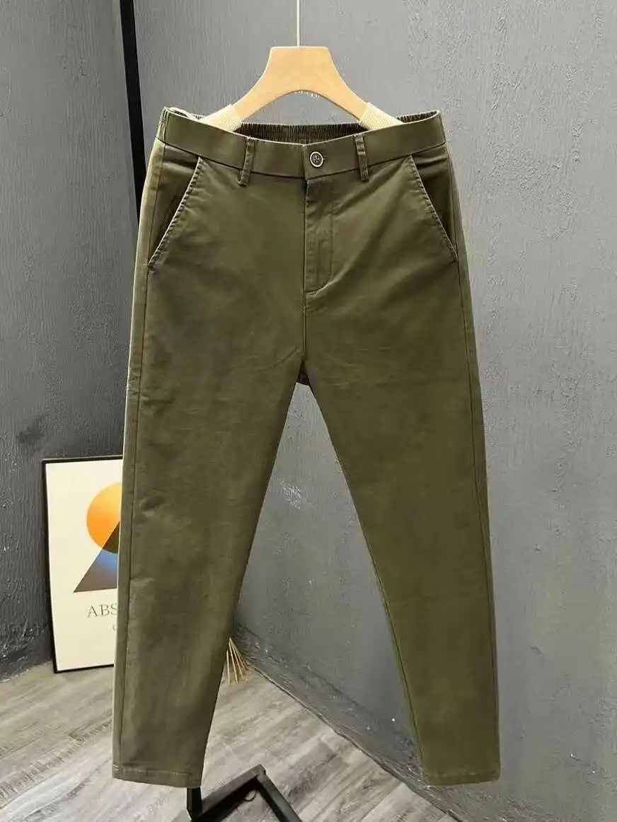 ใหม่ผู้ชาย SLIM FIT Cotton Casual กางเกงกรวย-aped แครอทสีบริสุทธิ์ฤดูใบไม้ผลิฤดูใบไม้ร่วงอินเทรนด์อเนกประสงค์ High-end ความรู้สึก Leisure ...