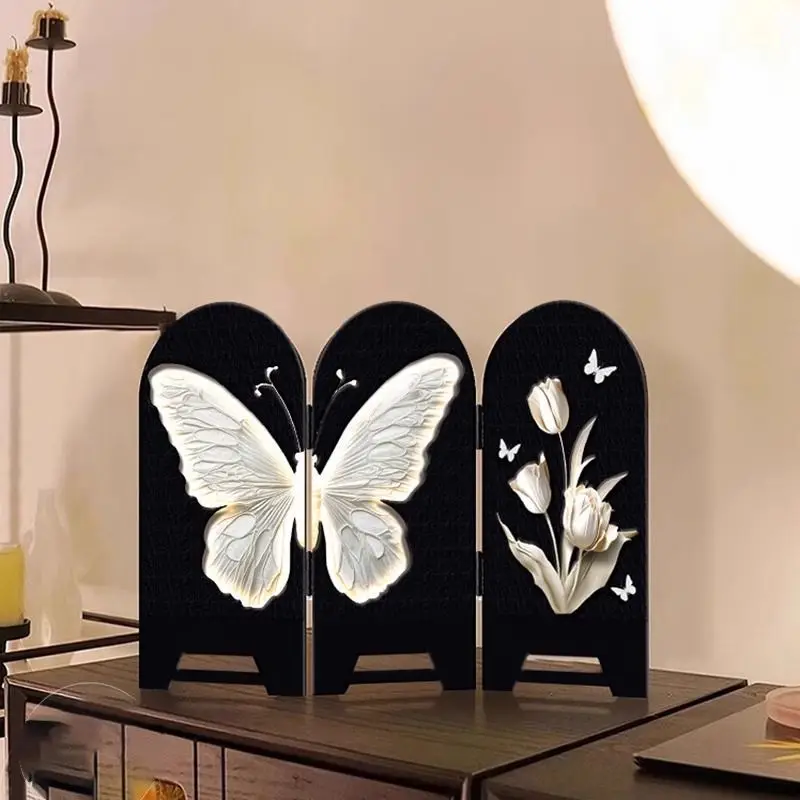 Modern Minimalist Butterfly Creative Tabletop Screen for Dining Sideboard Shelf Entryway Home Decor