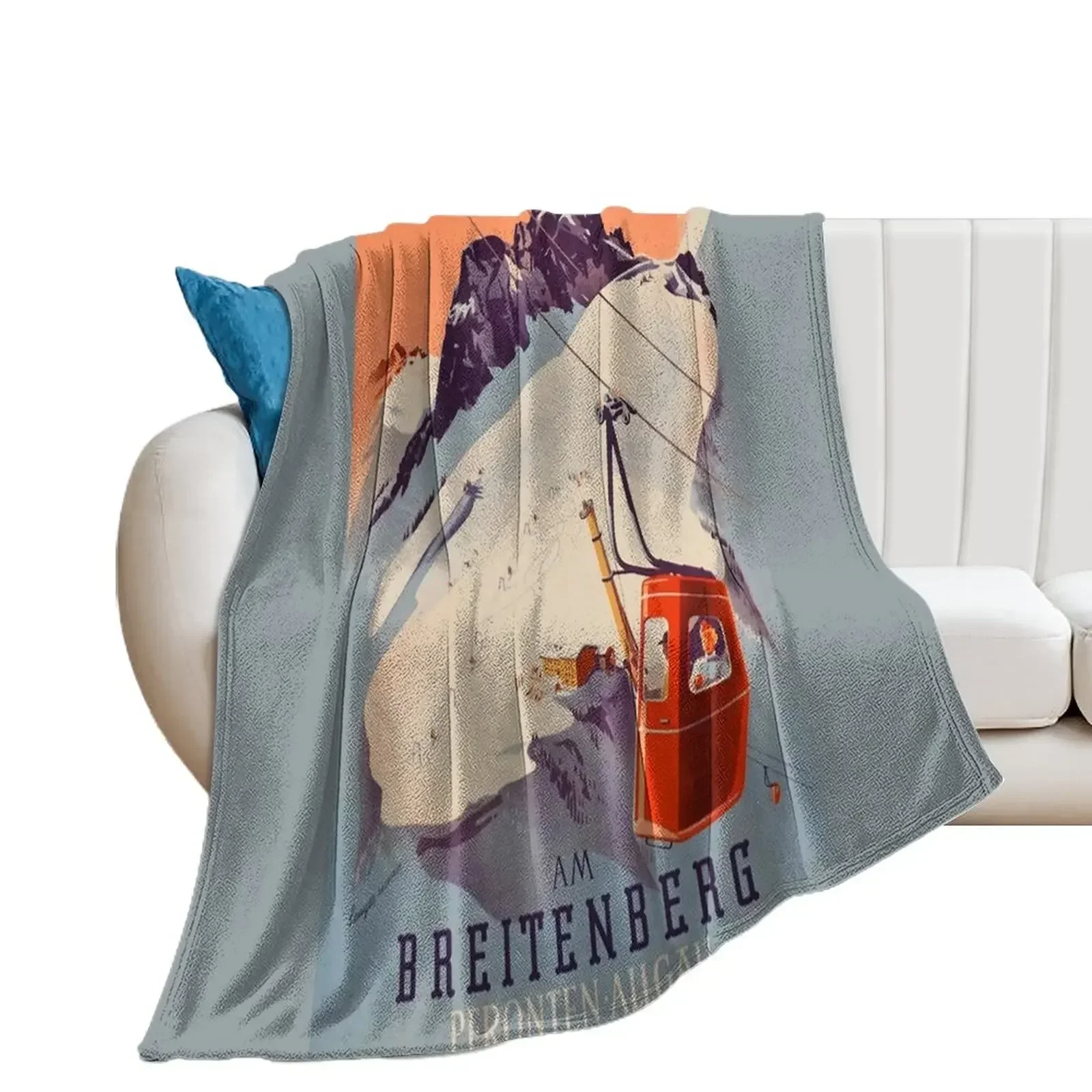 

Vintage German Gondola Sport Ski Travel poster Throw Blanket Custom Comforter Blankets