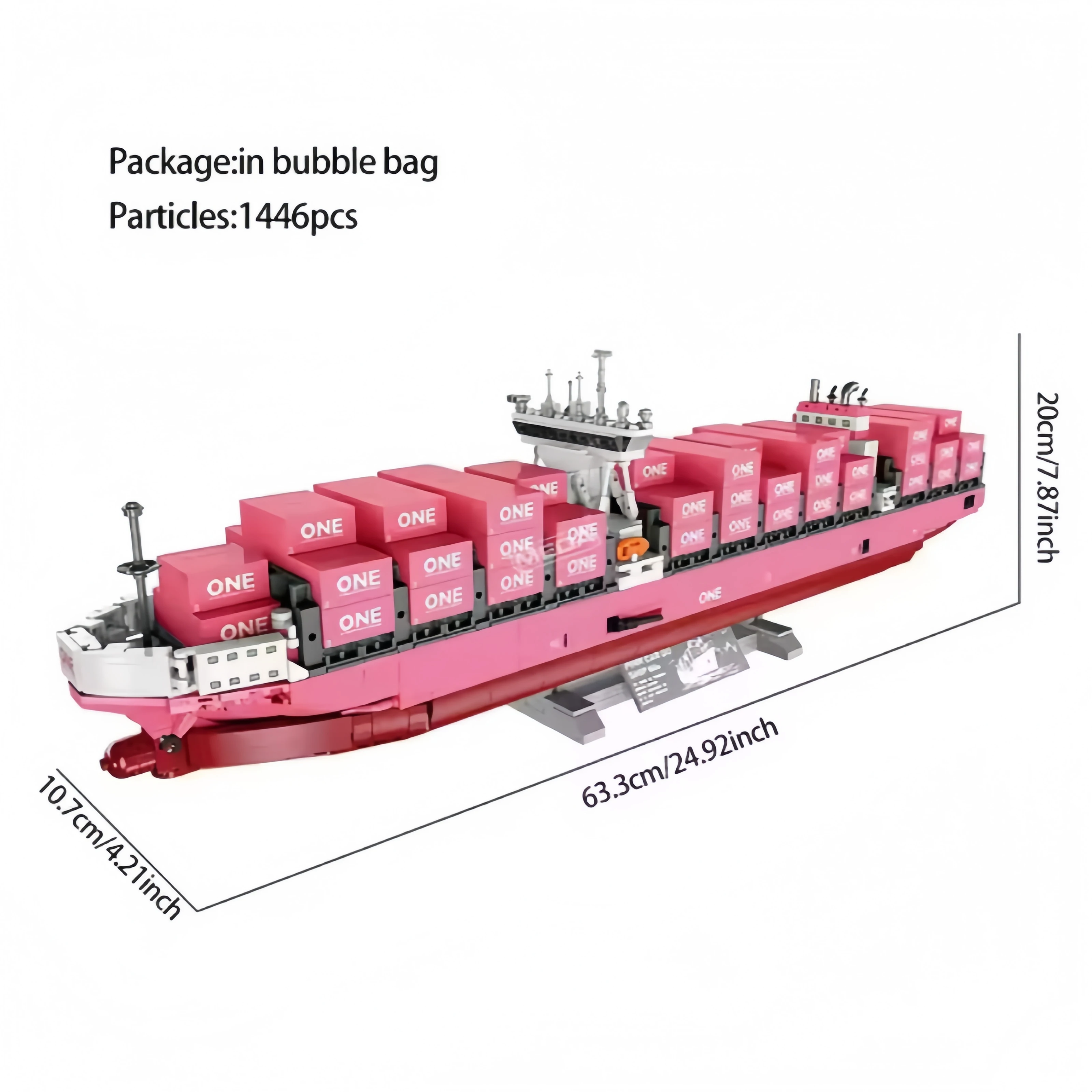 

Creative Bricks Puzzle Pink Cargo Ship 1446Pcs Container Boat Model Kits Vessels Building Blocks Toys Adult Birthday Gift