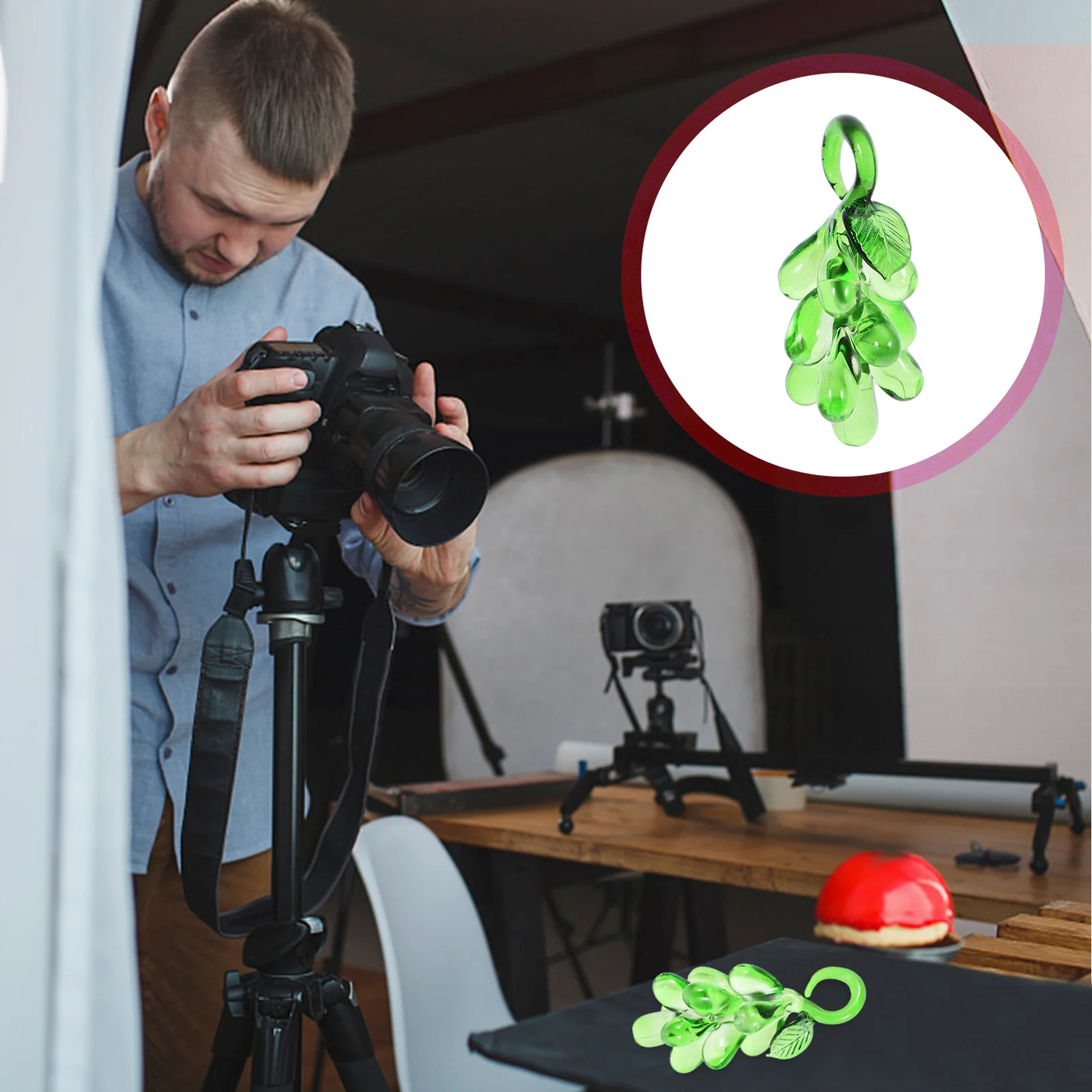 

Crystal Grape Decoration Realistic Simulated Fruit Art Craft for Home Office Desk Table Garden Indoor Outdoor Decorative