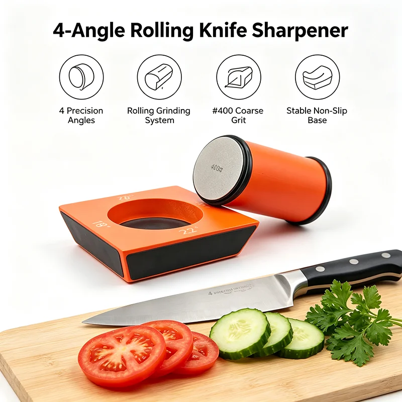 4 Angles Rolling Knife Sharpener Kit Straight Edge Roller Knife Sharpening Industry Diamonds Whetstone Chef Knife Sets Tool Kits