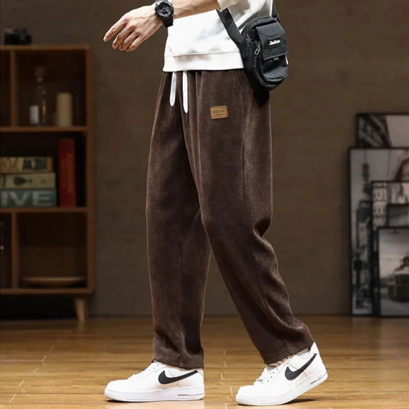 Men's casual pants spring autumn 2024 new straight leg loose fashion brand sweatpants retro sports wide-leg pants