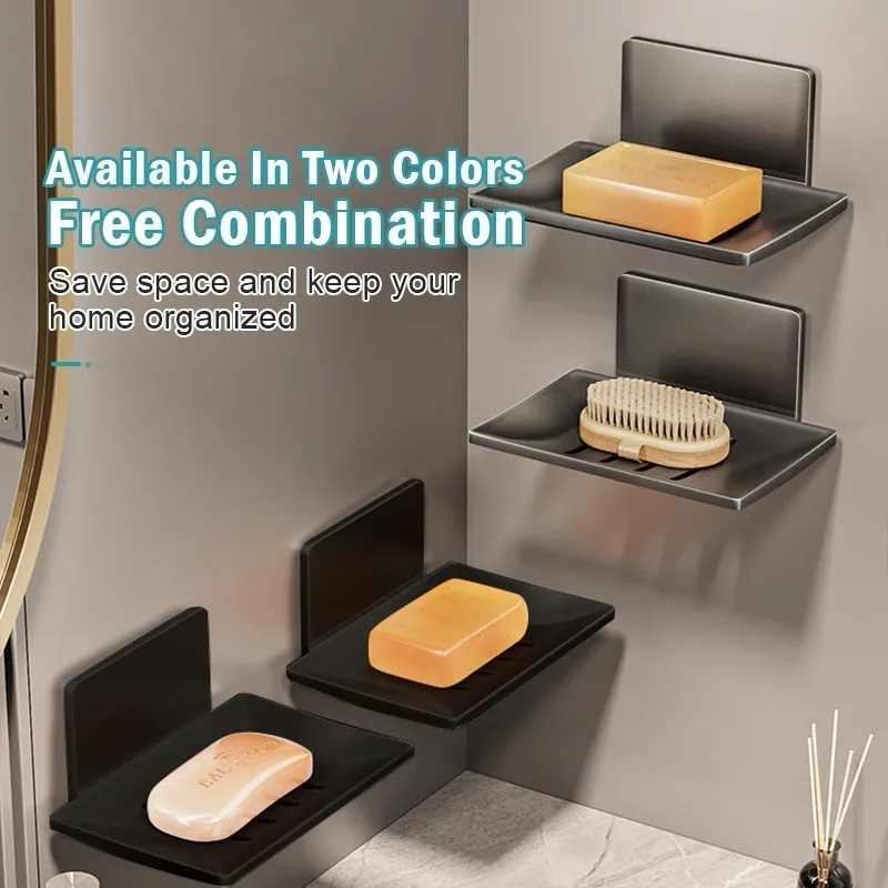 

Bathroom Space Aluminum Soap Rack Wall Mounted Draining Soap Rack Portable Soap Aluminum Storage Rack Bathroom Accessories