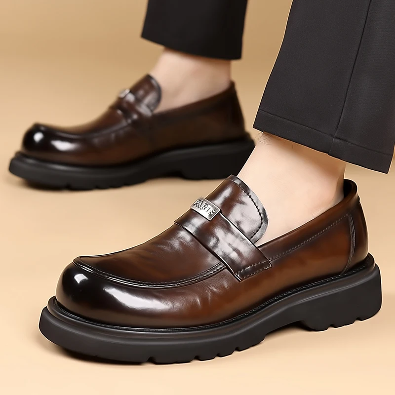 

Fashion Leather Mens Casual Shoes Breathable Business Handmade Slip on Shoes Hot Sale Brand Classic Men Shoes Flats Moccasins
