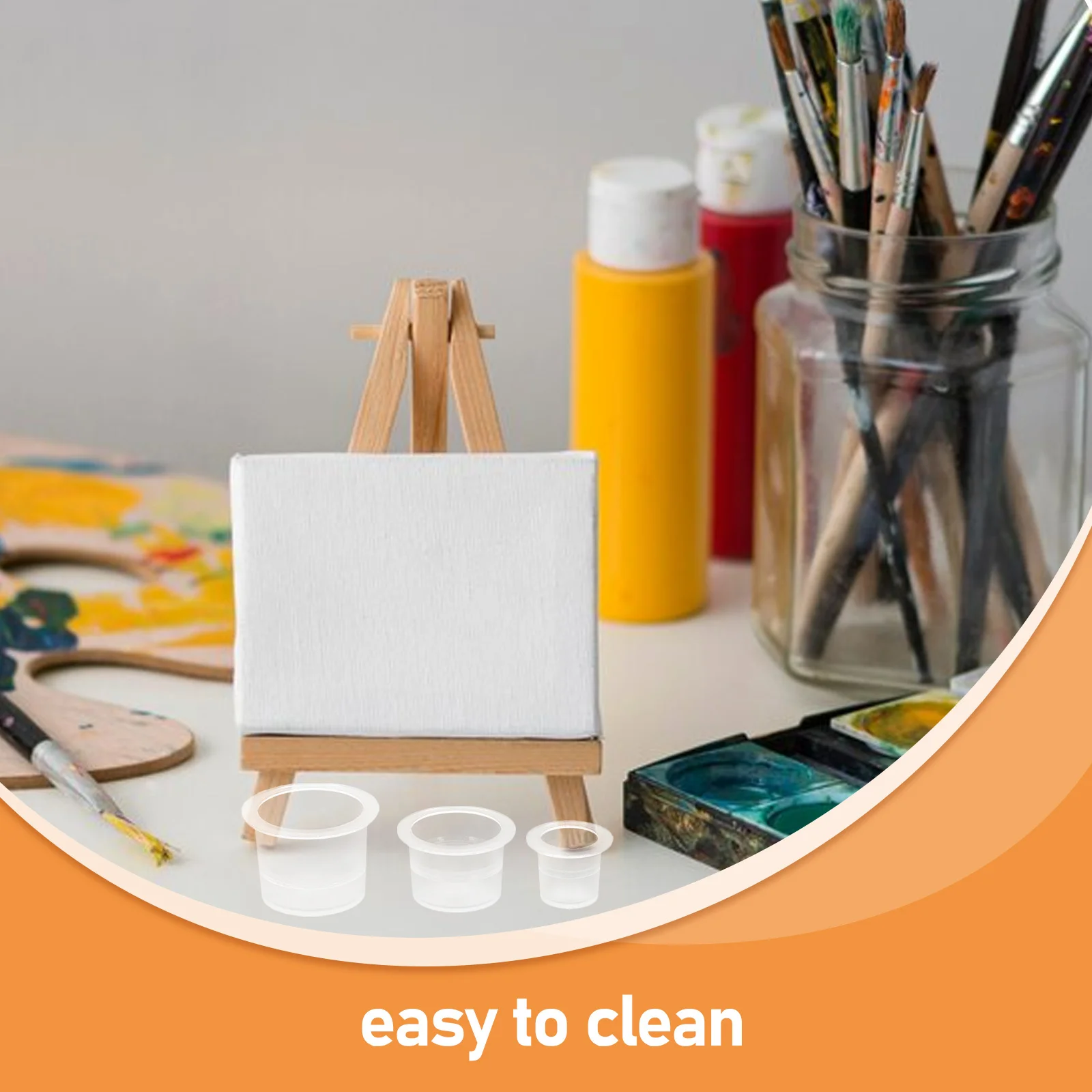 300 قطعة أكواب خلط الطلاء البلاستيكية الشفافة واسعة الفم مانعة للتسرب لوحة أكواب لمستلزمات الرسم بالألوان المائية الزيتية القماشية #5