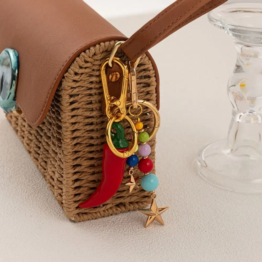 

Cute DIY Necklace Retro Rope Woven Pendant Cherry Key Chain Mobile Phone Pendant Geometric Car Keyring Bag Chain Charms Men