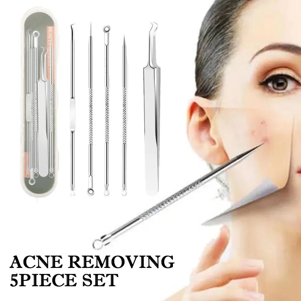 Clip de espinillas de aguja para acné, Kit de recolección y boca para salón de belleza, herramienta de acero para exprimir el acné, cerrado para quitar el Clip inoxidable, Acn I9L1