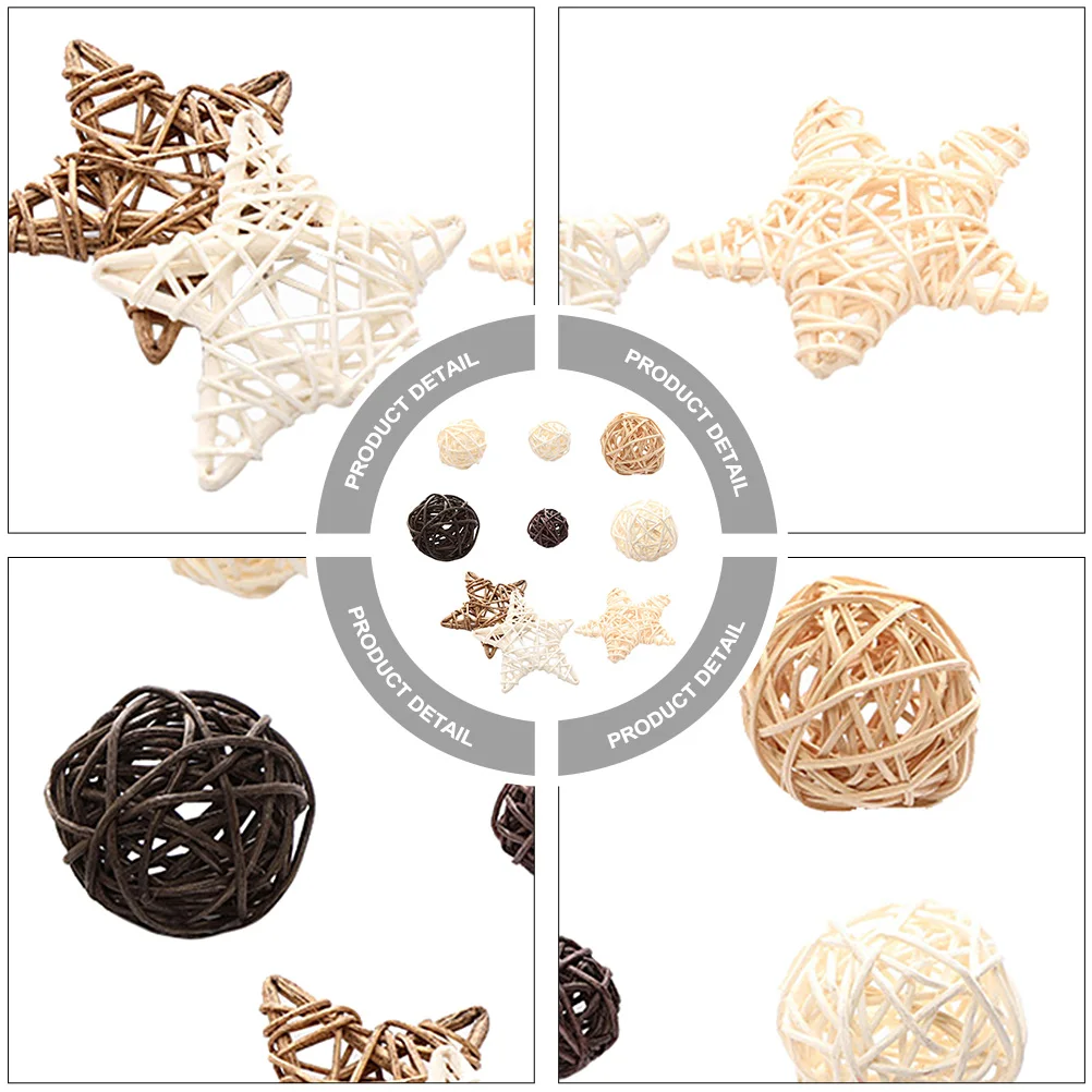 

9pcs Photo Props Home Office Party Home Rattan Ball Decorations Festival Rattan Stars Ornament Gift