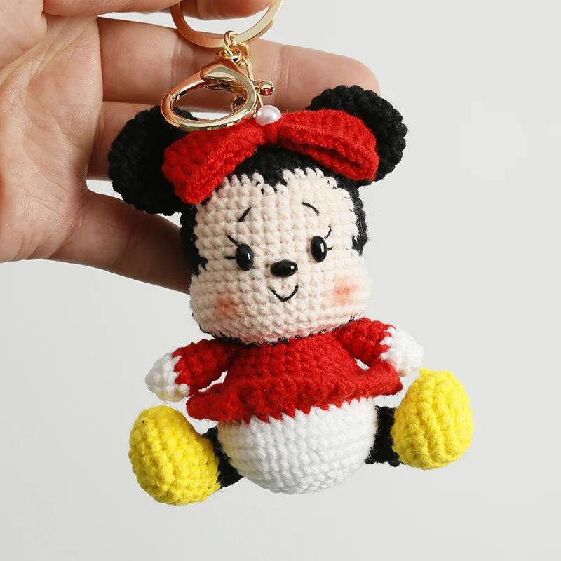 8cm crochê malha micky mouse bonecas de pelúcia chaveiros mochila enforcamentos pequeno pingente presentes de aniversário de formatura dos namorados