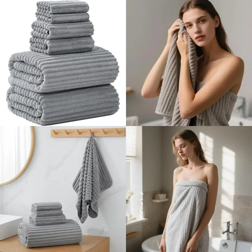 

Super Soft Oversized Bath Sheet Set - 6 Piece Luxury Microfiber Towels, 40x80, Highly Absorbent, Quick Drying.