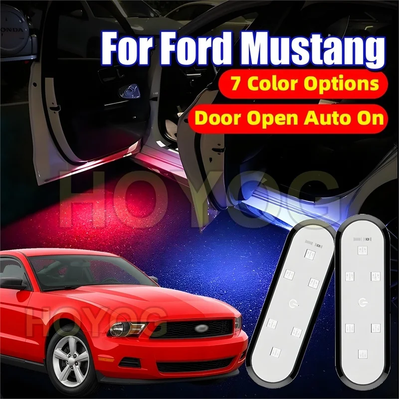 Fit for Ford Mustang 2010-2014 LED Car Door Warning Light with No Wiring Required and a USB Rechargeable Battery