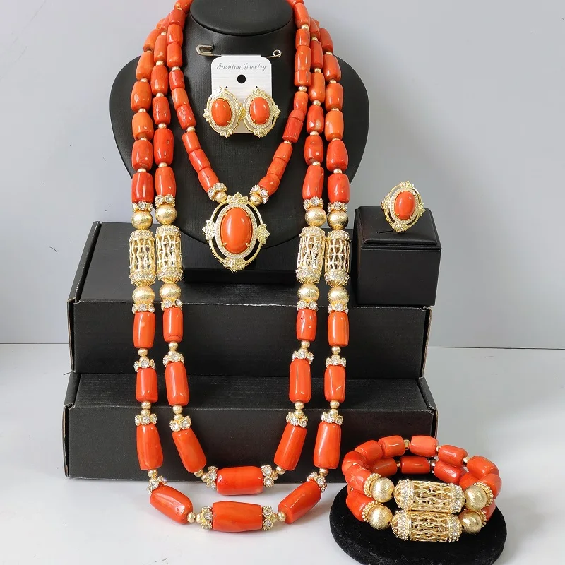 original coral beads jewelry sets nigerian wedding african