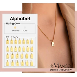 eManco Initial Necklace Engraved A-Z Alphabet Charm Necklace Box Chain Stainless Steel Women's Minimalism Jewelry Gift Wholesale