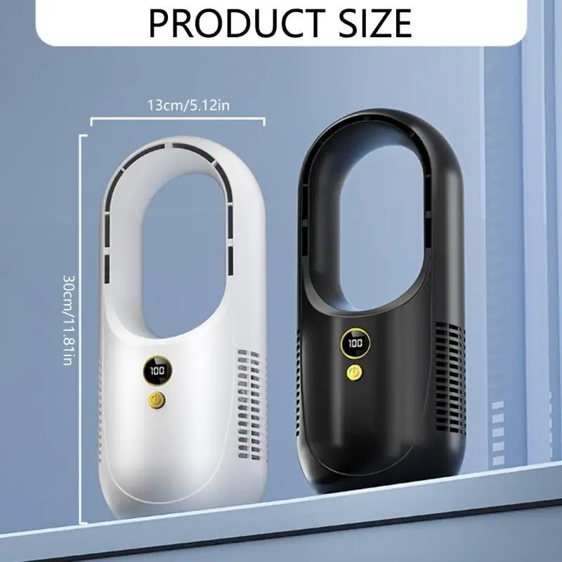 مروحة USB قابلة لإعادة الشحن، مروحة خالية من الشفرة، موفرة للطاقة، مروحة تخييم، مروحة سفر، نسيج ABS، بطارية كبيرة للتخييم في