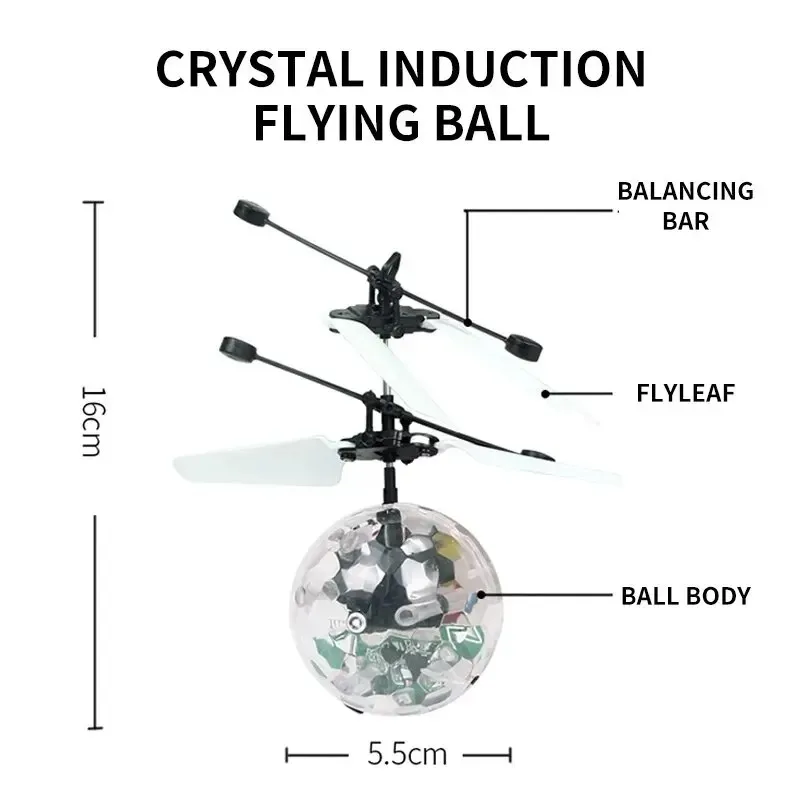 Kolorowa Mini błyszczący dron kryształowe światło z kulką indukcyjną Quadcopter dron latająca piłka helikopter dla dzieci zabawki prezenty