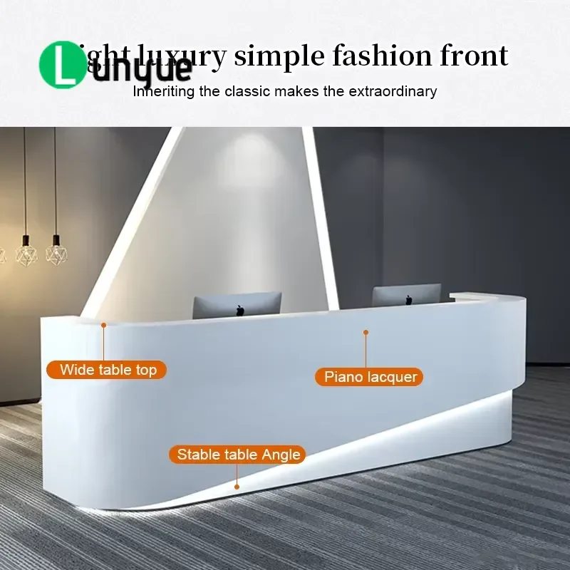 Modern White LED Light Front Desk Reception Counter for Office Hotel