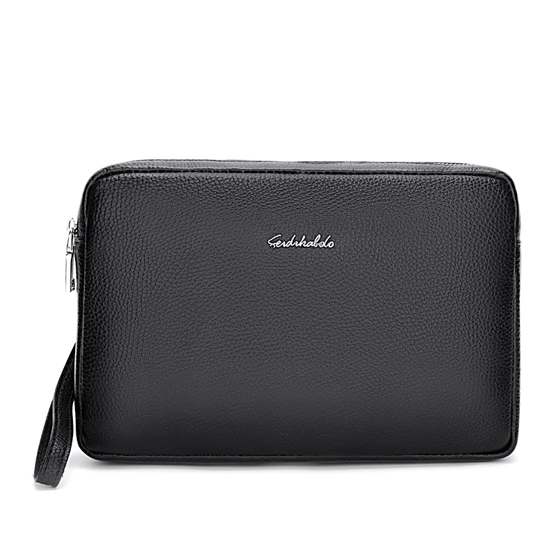 Leather Handbag Men Wallets Genuine Leather Clutch Bag Long Wallet Business Double Zipper Purse Phone Card Holder Coin Purse Men
