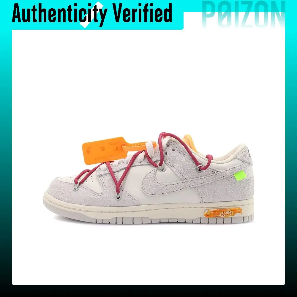 OFF WHITE X Nike Dunk Skateboard Shoes Unisex Low Top Gray/White DJ0950-114
