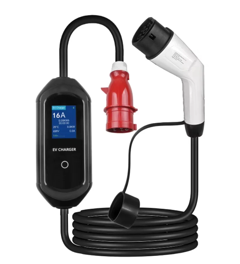 Portable EV Charger 7kW 32A Type 2 Level 2 Home Charging Station LCD Display Adjustable Current