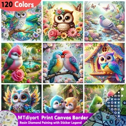 Parrot 120 Colors Diamond Painting Owl Print Canvas Border With Sticker Legend Animal Kits Mosaic Flower Handmade Home Holiday