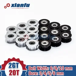 20 Teeth Idler Timing Belt Pulley 2GT Bore 3/4/5/6mm Belt Width 6/9/10mm Aluminum Alloy GT2 20T Tensioning wheel For 3D Printer