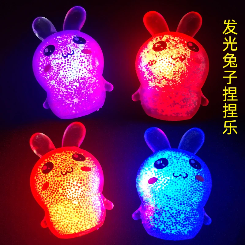1PCS Decompression Toy Simulation Flash Foam Rabbit Girls Kids Fidget Toys Colorful Rabbit for Easter Basket Stuffers